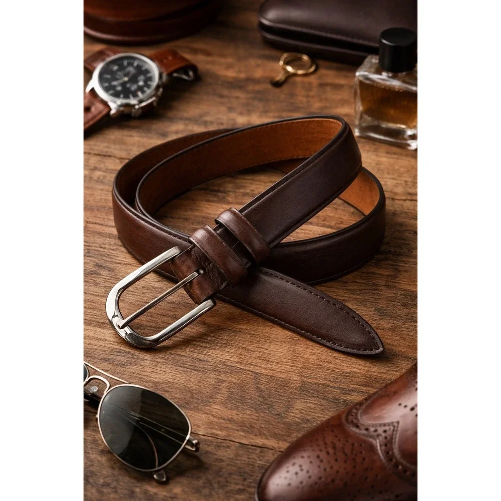 Remo Tulliani Brown Genuine Italian Leather Dress Belt - USA - Men Size 38‎